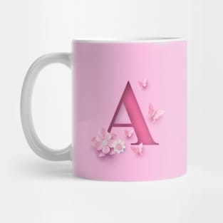 A Letter Personalized, Pink Minimal Cute Design, Birthday Gift, Christmas Gift, Mug